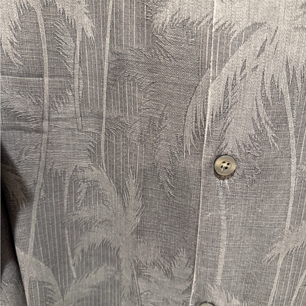 Tommy Bahama Gray Palm-Print Short Sleeve Camp Shirt - Picture 3 of 5